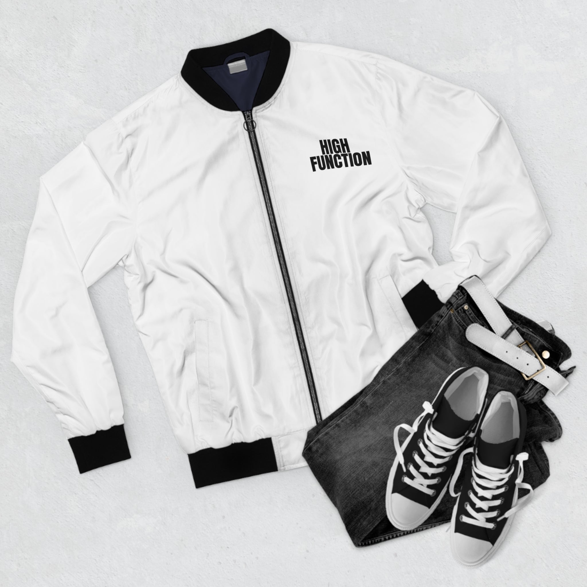 Bomber Jacket — "High Function. Calm Grind." Minimalist Motivational Bomber